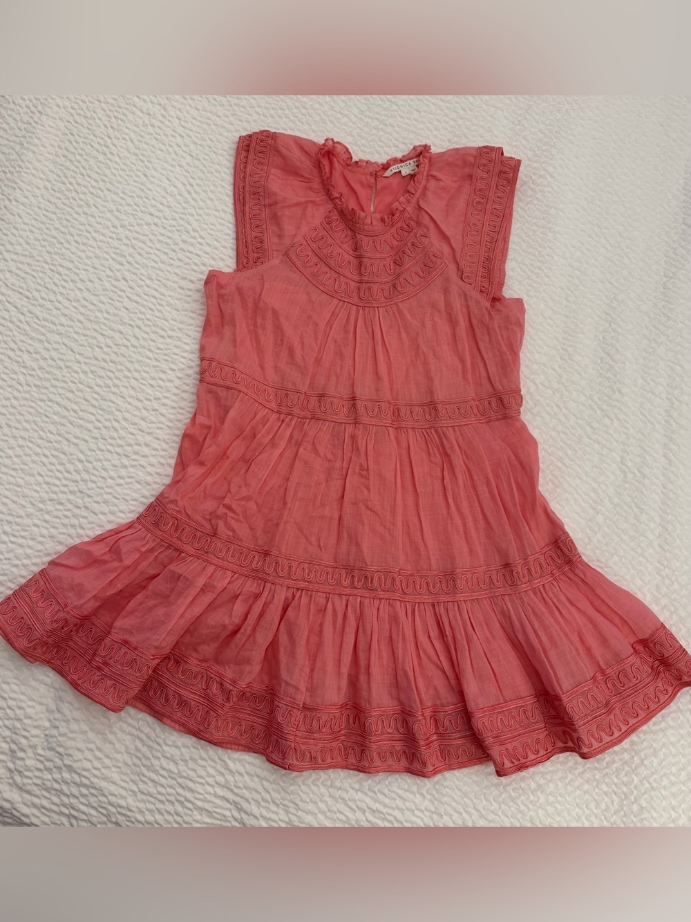 Veronica Beard Keely Tiered Mini Dress Size 8 Women Preppy Ramie Wedding Party